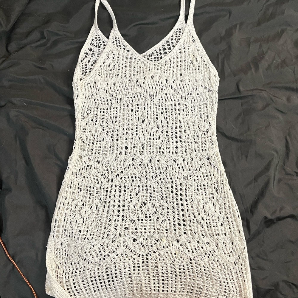 white swimsuit cover dress